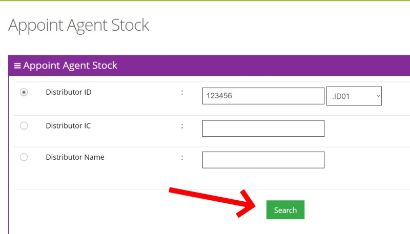 Isikan nomor ID member dan klik Search
