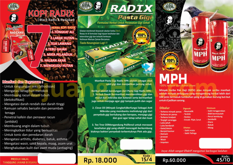 Brosur RADIXKU, RADIX Pasta Gigi dan Minyak Herba MPH