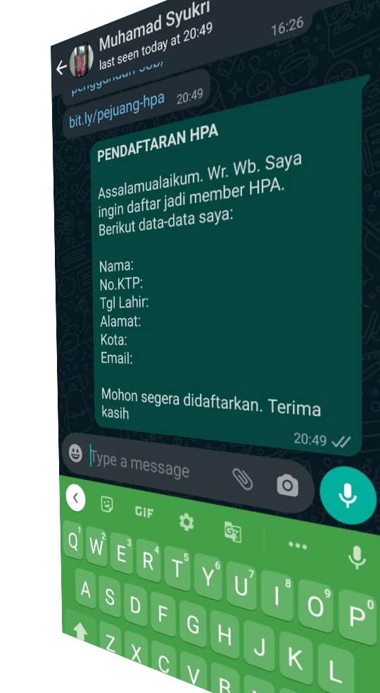 Cara Buat Tautan Pendaftaran HPA ke WhatsApp Kita